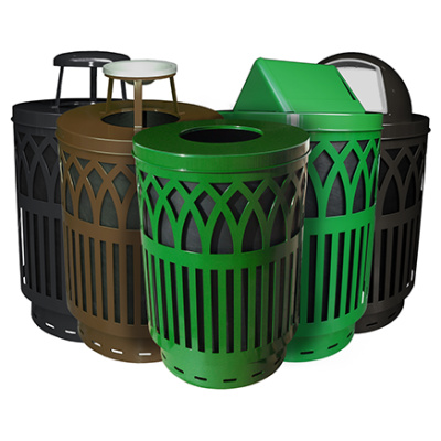 Witt Industries Covington Collection Green, Brown and Black Waste Containers