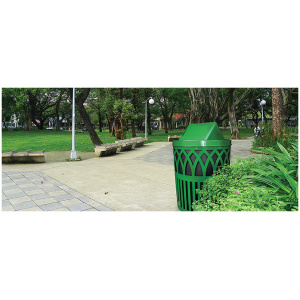 Witt Industries Covington Collection Swing Top Commercial Trash Can in Green