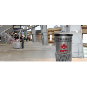 Witt Industries Standard Perforated Collection Flat Top Metal Garbage Cans in Silver