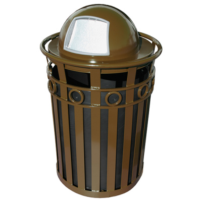 Witt Industries Decorative Collection Dome Top Outdoor Garbage Cans in Brown