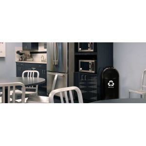 Witt Industries Dome Top Recycling Collection Commercial Trash Cans in Black