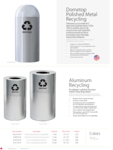 Witt Industries Dome Top Polished Metal Recycling Trash Can Collection Catalog Page