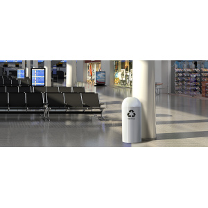 Witt Industries Dome Top Recycling Collection Commercial Trash Can in White