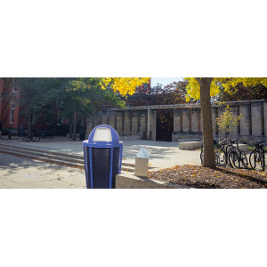 Witt Industries Expanded Metal Basket Collection Push Top Outdoor Trashcan in Blue