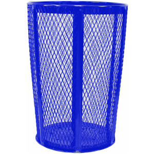 Witt Industries Expanded Metal Basket Collection Outdoor Garbage Can in Blue