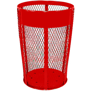 Witt Industries Expanded Metal Basket Collection Metal Trash Cans in Red