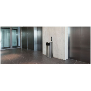 Witt Industries Half Round Collection Metal Trash Cans in Stainless Steel