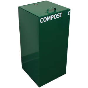 Witt Industries Closed Lid Compost Bins Collection Metal Trash Cans in Green