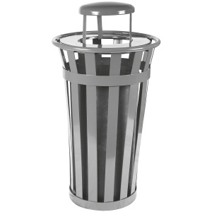 Witt Industries Wydman Collection Rain Cap Outdoor Trashcan in Silver