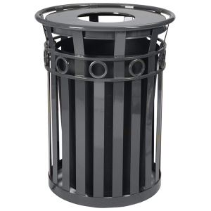 Witt Industries Flat Top Decorative Collection Trash Bins in Silver