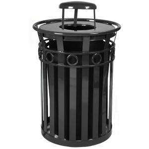 Witt Industries Decorative Collection Rain Cap Outdoor Garbage Cans in Silver