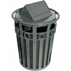 Witt Industries Decorative Collection Swing Top Outdoor Trashcan in Silver