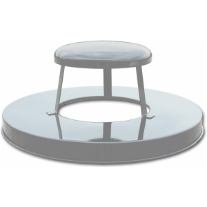 Witt Industries Rain Cap Oakley Lids Collection Outdoor Trash Can in Silver