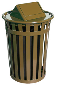 Witt Industries Oakley Standard Collection Swing Top Outdoor Garbage Can in Brown