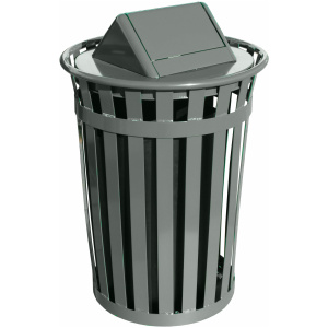 Witt Industries Wydman Collection Swing Top Outdoor Trash Can in Silver