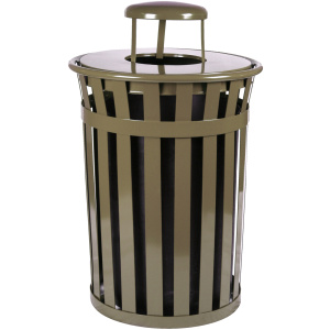 Witt Industries Wydman Collection Rain Cap Industrial Garbage Cans in Brown