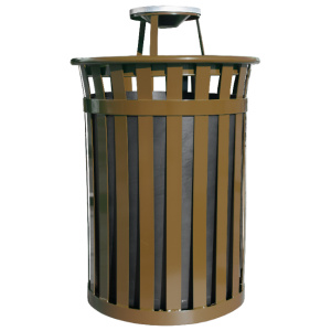 Witt Industries Oakley Standard Collection Ash Top Outdoor Trash Cans in Brown