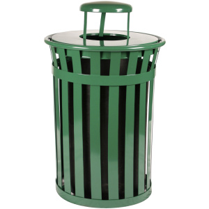 Witt Industries Wydman Collection Rain Cap Outdoor Trash Cans in Green