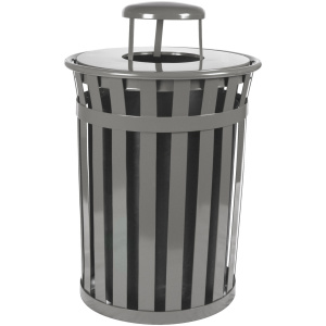 Witt Industries Wydman Collection Rain Cap Outdoor Garbage Can in Silver