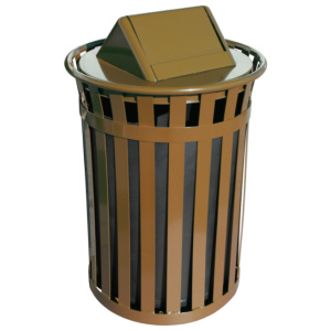 Witt Industries Oakley Standard Collection Swing Top Commercial Waste Receptacles in Brown