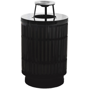 Witt Industries Ash Top Mason Collection Metal Garbage Cans in Black