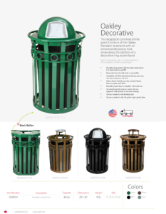Witt Industries Oakley Decorative Collection Commercial Waste Receptacles Catalog Page