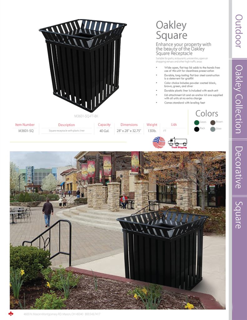 Witt Industries Oakley Square Collection Waste Containers Catalog Page