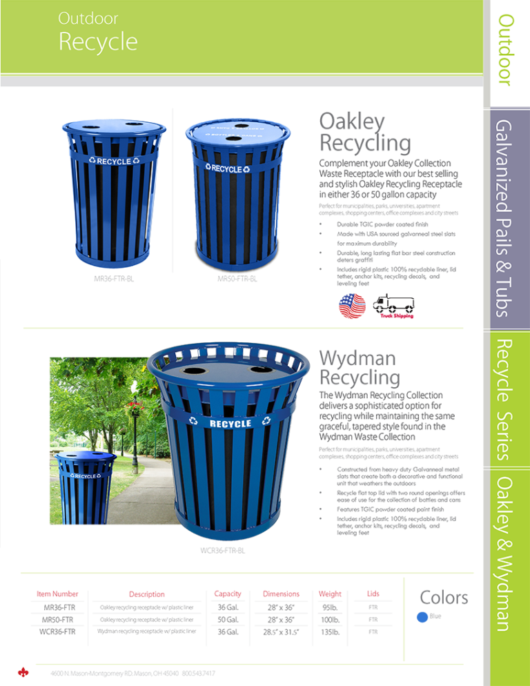 Witt Industries Oakley & Wydman Recycling Trash Can Collection Catalog Page