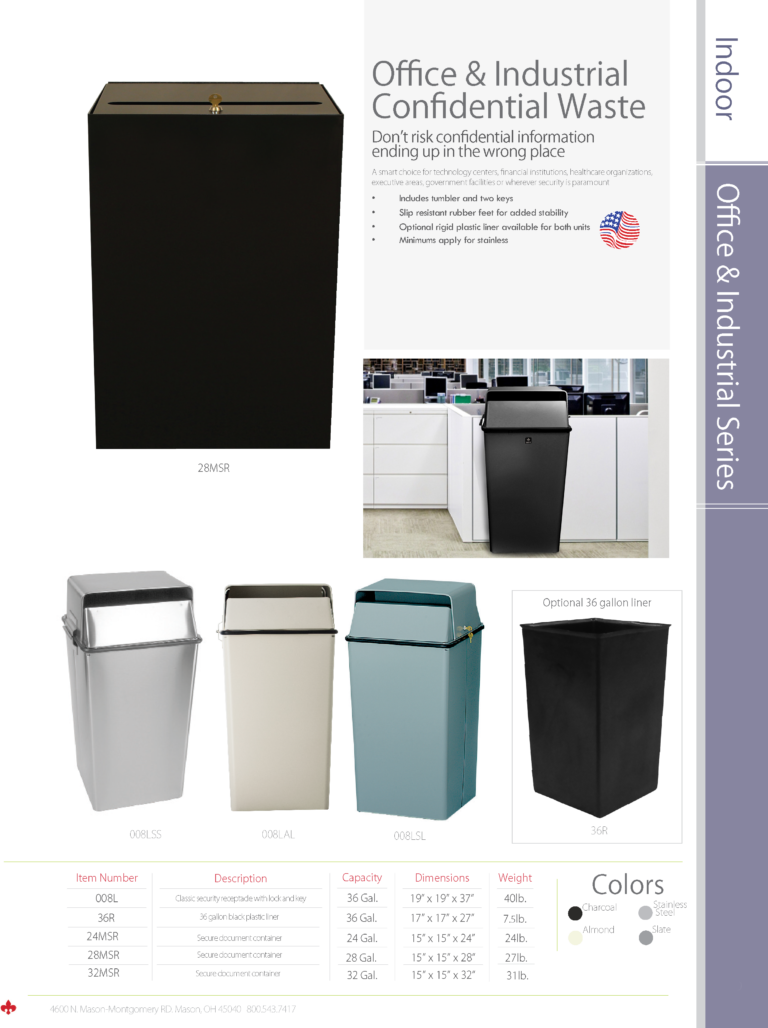 Witt Industries Office & Confidential Waste Collection Waste Containers Catalog Page
