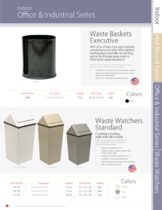 Witt Industries Waste Baskets and Watchers Collection Indoor Trash Can Catalog Page