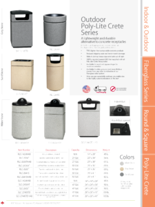 Witt Industries Outdoor-Poly Lite Crete Collection Trash Container Catalog Page