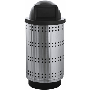 Witt Industries Paramount Collection Dome Top Outdoor Trash Can in Stainless Steel