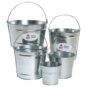 Witt Industries Pails Collection Outdoor Trash Cans in Galvanized Metal