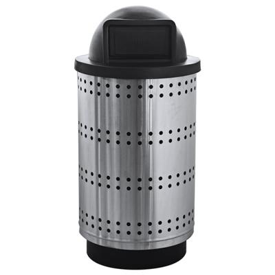 Witt Industries Paramount Collection Dome Top Outdoor Waste Receptacles in Stainless Steel