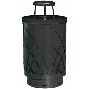 Witt Industries Sawgrass Collection Rain Cap Metal Garbage Cans in Brown