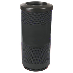 Witt Industries Standard Perforated Collection Flat Top Outdoor Garbage Can in Black