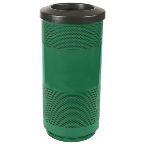 Witt Industries Standard Perforated Collection Flat Top Outdoor Trash Can in Green