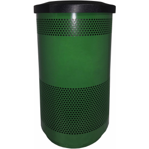 Witt Industries Standard Perforated Collection Flat Top Outdoor Trash Cans in Green