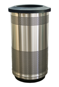 Witt Industries Standard Perforated Stainless Collection Flat Top Waste Receptacles in Stainless Steel
