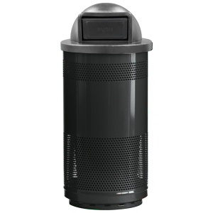 Witt Industries Standard Perforated Collection Dome Top Outdoor Trash Cans in Black