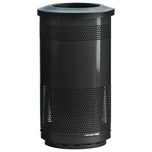 Witt Industries Standard Perforated Collection Flat Top Outdoor Garbage Can in Black