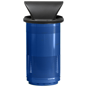 Witt Industries Standard Perforated Collection Hood Top Outdoor Trashcan in Blue