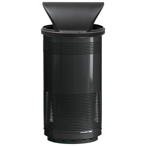 Witt Industries Standard Perforated Collection Hood Top Commercial Trash Cans in Black