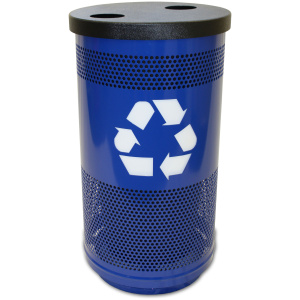 Witt Industries Recycle Logo Cans Collection Flat Top Recycling Trash Cans in Blue