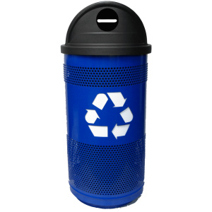 Witt Industries Recycle Logo Cans Collection Hood Top Recycling Trash Can in Blue