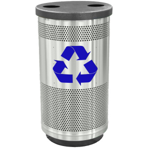 Witt Industries Standard Perforated Stainless Collection Flat Top Recycling Trash Can in Stainless Steel