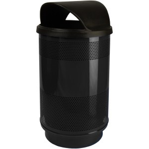 Witt Industries Standard Perforated Collection Hood Top Metal Trash Cans in Black