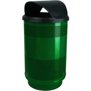 Witt Industries Standard Perforated Collection Hood Top Metal Garbage Cans in Green