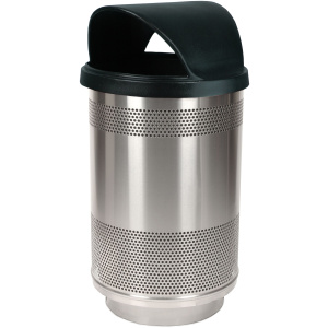 Witt Industries Standard Perforated Stainless Collection Hood Top Outdoor Garbage Can in Stainless Steel