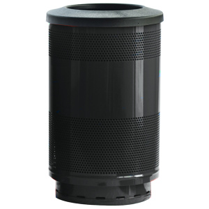Witt Industries Standard Perforated Collection Flat Top Outdoor Trash Cans in Black